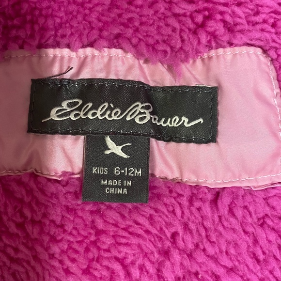 Eddie Bauer Kids Pink Down Puffer Hooded Snowsuit Bundler- Sz-6-12 mths - Picture 13 of 15